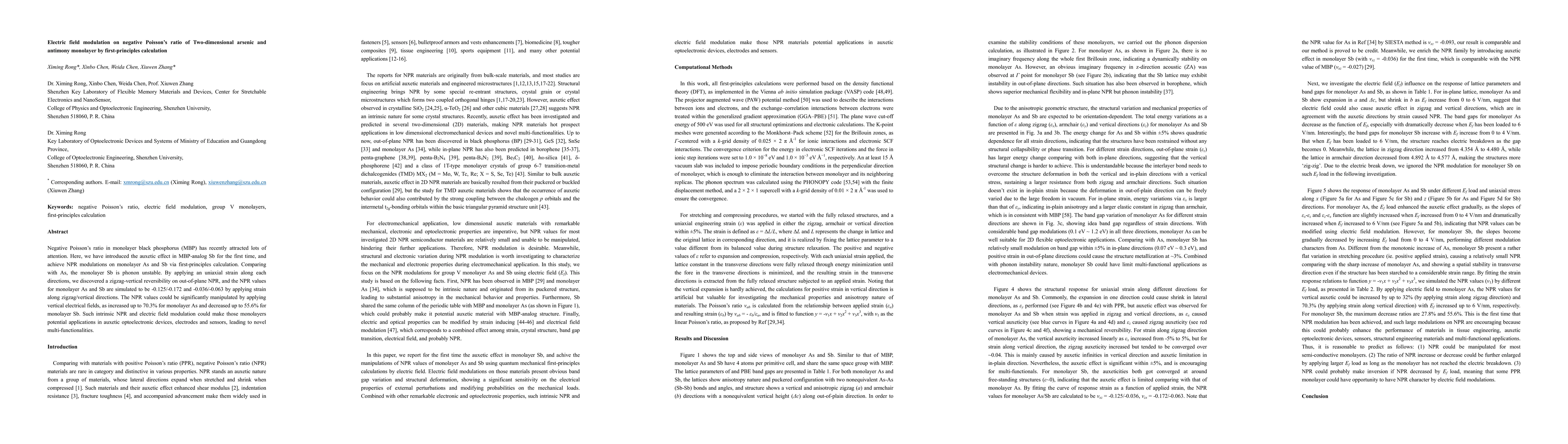 Thumbnail for Electric field modulation on negative Poisson's ratio of Two-dimensional
  arsenic and antimony monolayers by first-principles calculation