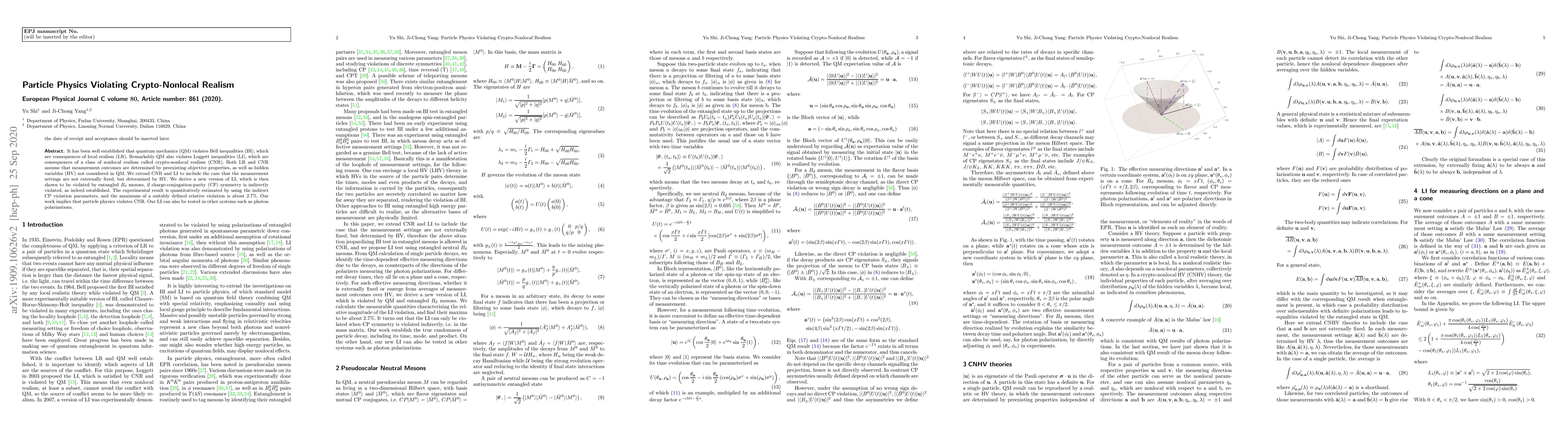 Thumbnail for Standard Model of Particle Physics Violating Crypto-Nonlocal Realism