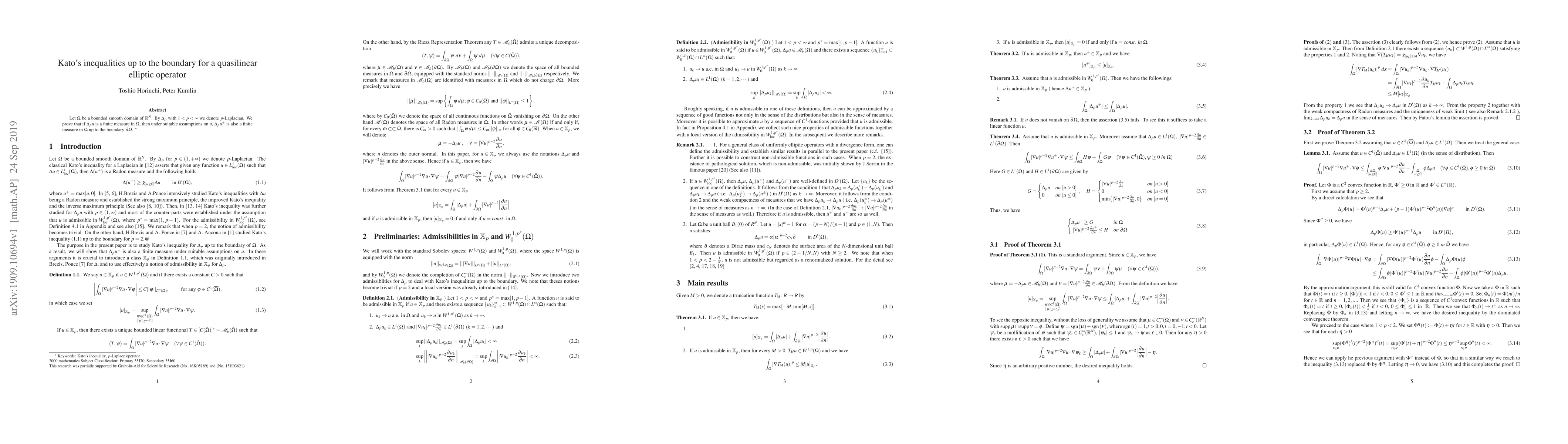 Thumbnail for Kato's inequalities up to the boundary for a quasilinear elliptic
  operator