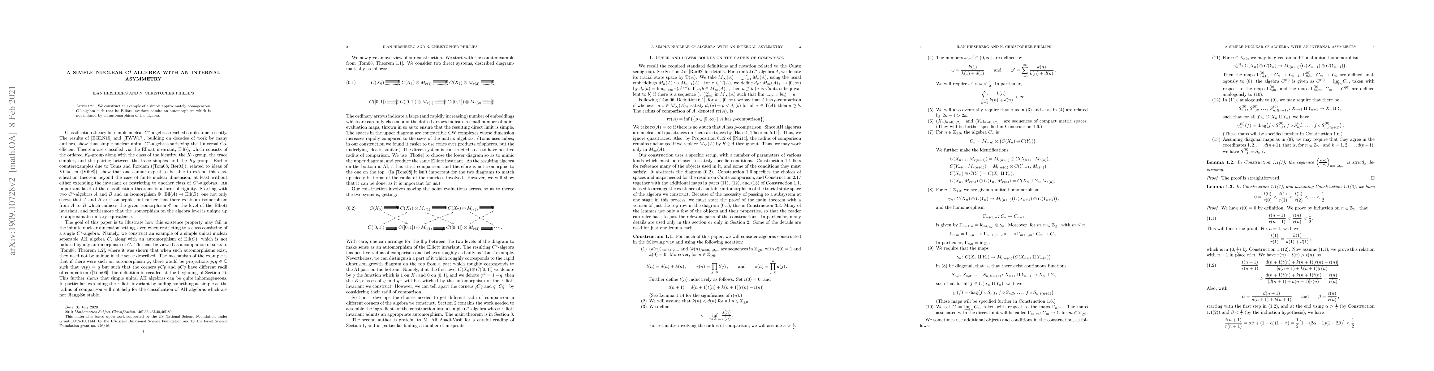 Thumbnail for A simple nuclear C*-algebra with an internal asymmetry