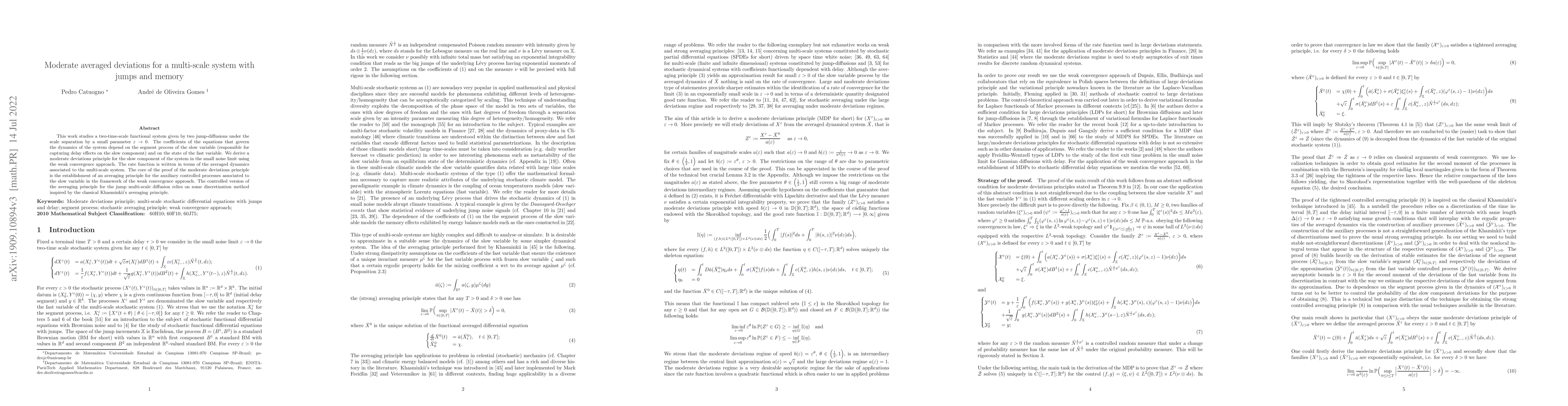 Thumbnail for Moderate averaged deviations for a multi-scale system with jumps and
  memory
