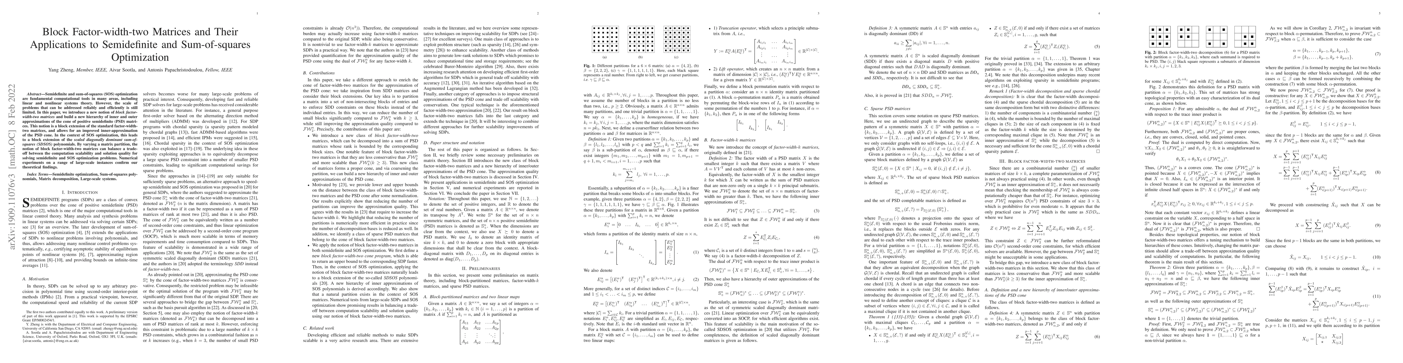 Thumbnail for Block Factor-width-two Matrices and Their Applications to Semidefinite
  and Sum-of-squares Optimization
