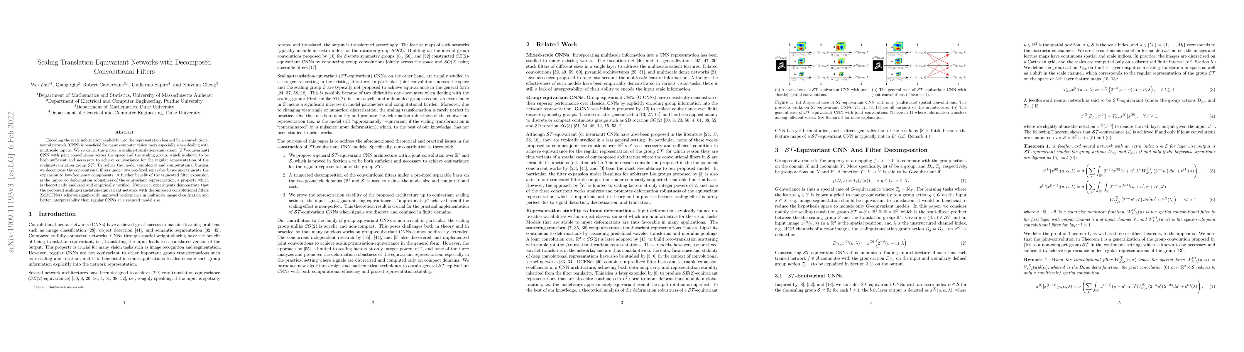 Thumbnail for Scaling-Translation-Equivariant Networks with Decomposed Convolutional
  Filters