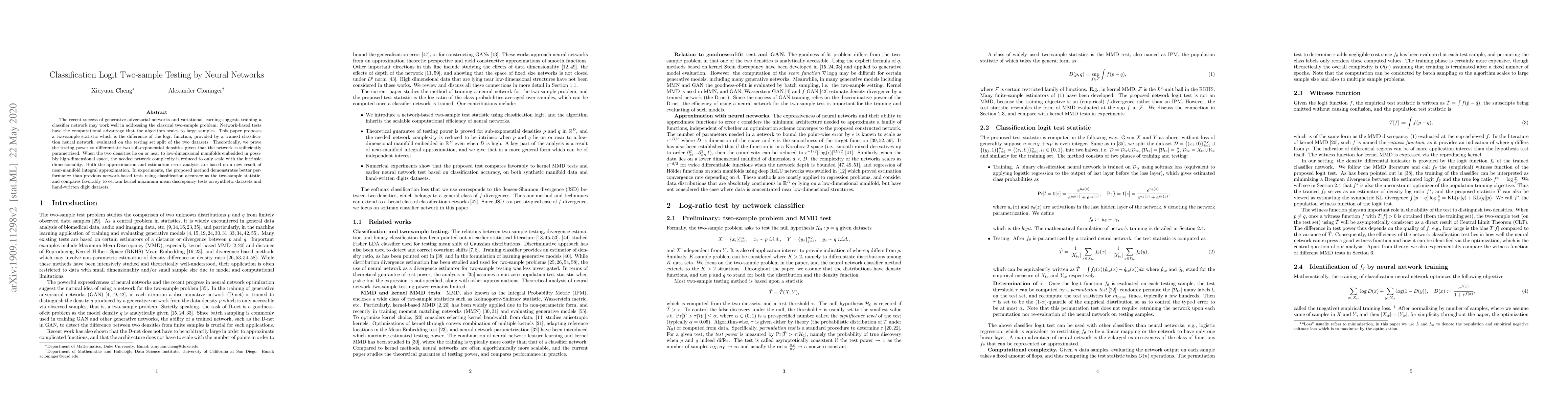 Thumbnail for Classification Logit Two-sample Testing by Neural Networks