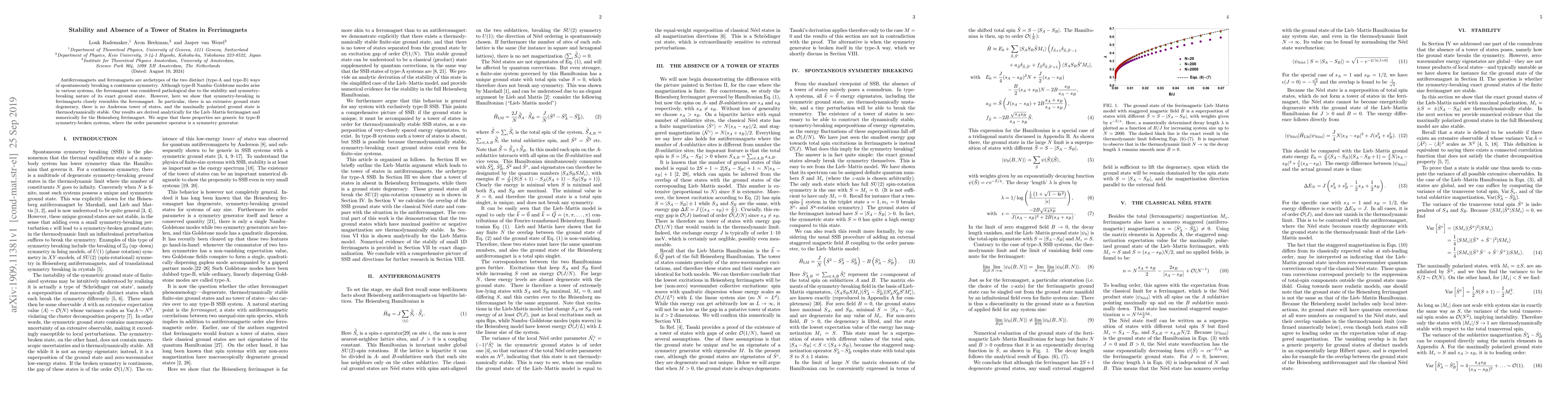 Thumbnail for Stability and Absence of a Tower of States in Ferrimagnets