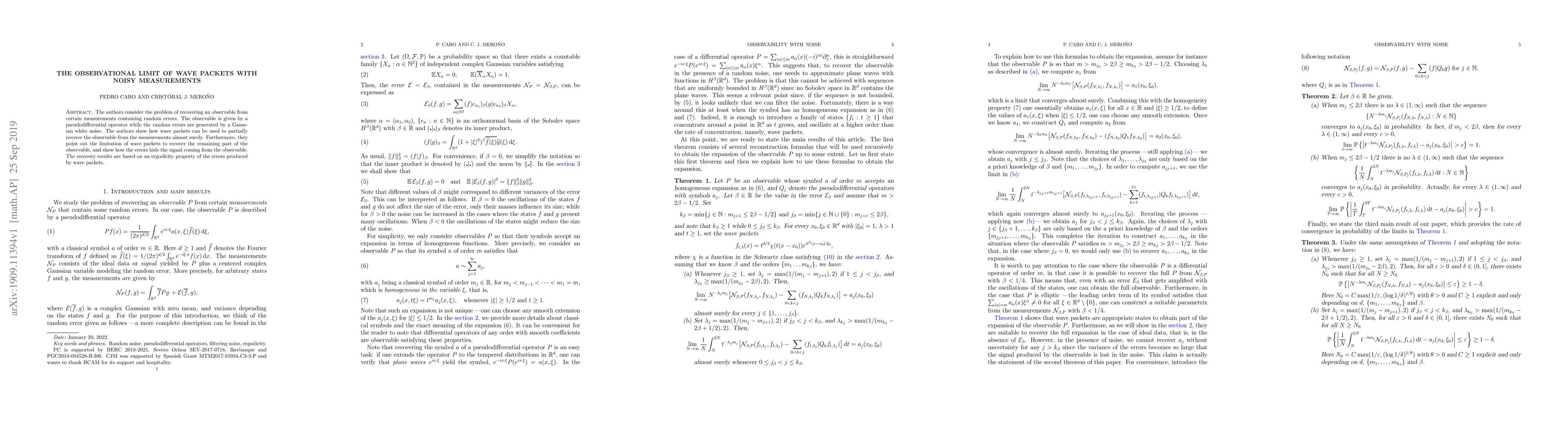 Thumbnail for The observational limit of wave packets with noisy measurements