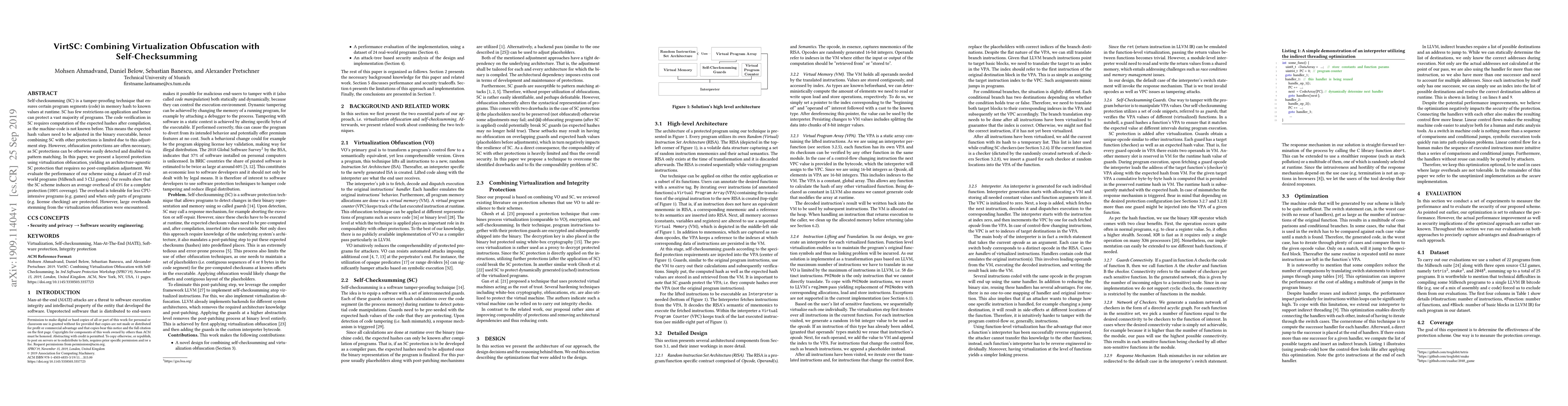Thumbnail for VirtSC: Combining Virtualization Obfuscation with Self-Checksumming