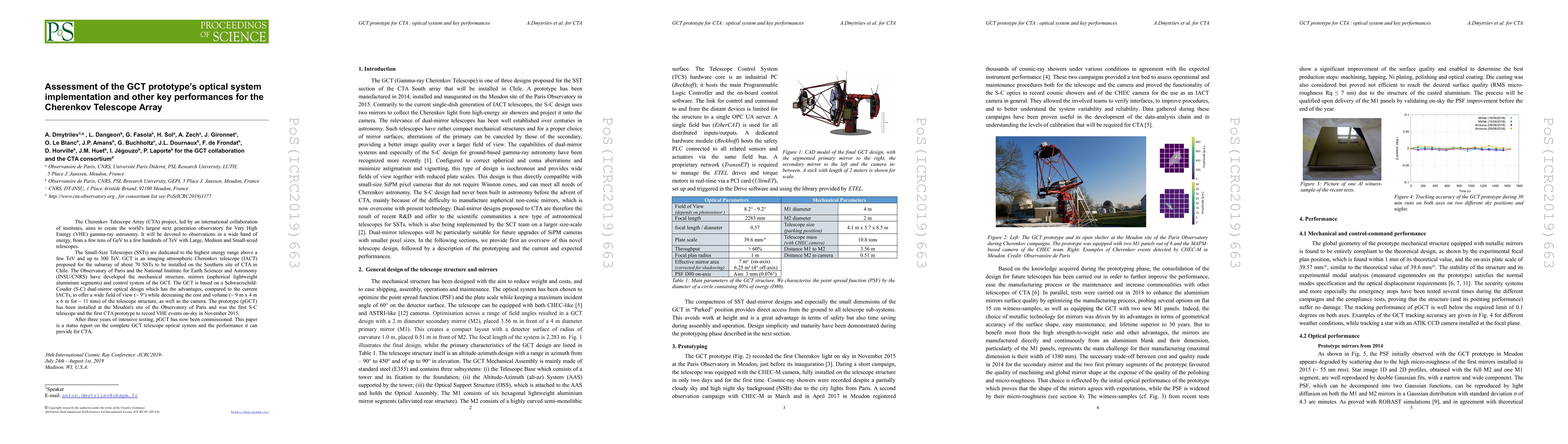 Thumbnail for Assessment of the GCT prototype's optical system implementation and
  other key performances for the Cherenkov Telescope Array