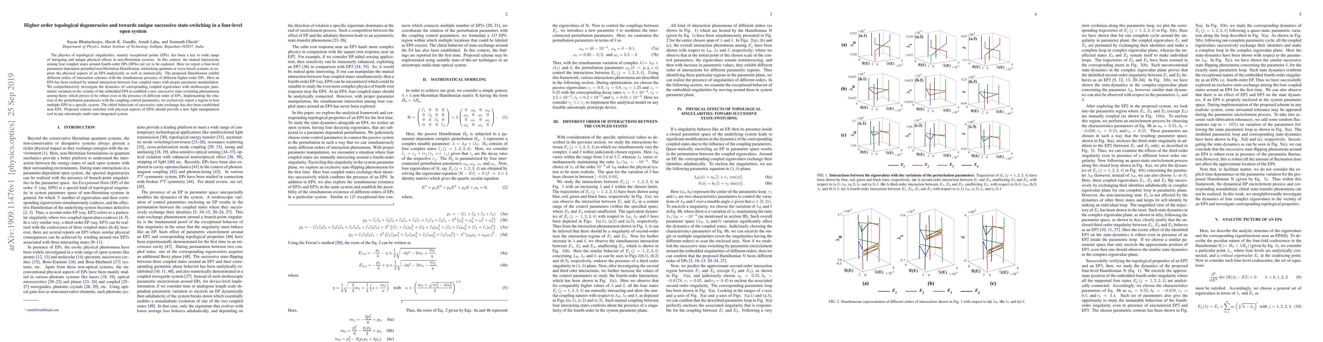 Thumbnail for Higher order topological degeneracies and towards unique successive
  state-switching in a four-level open system