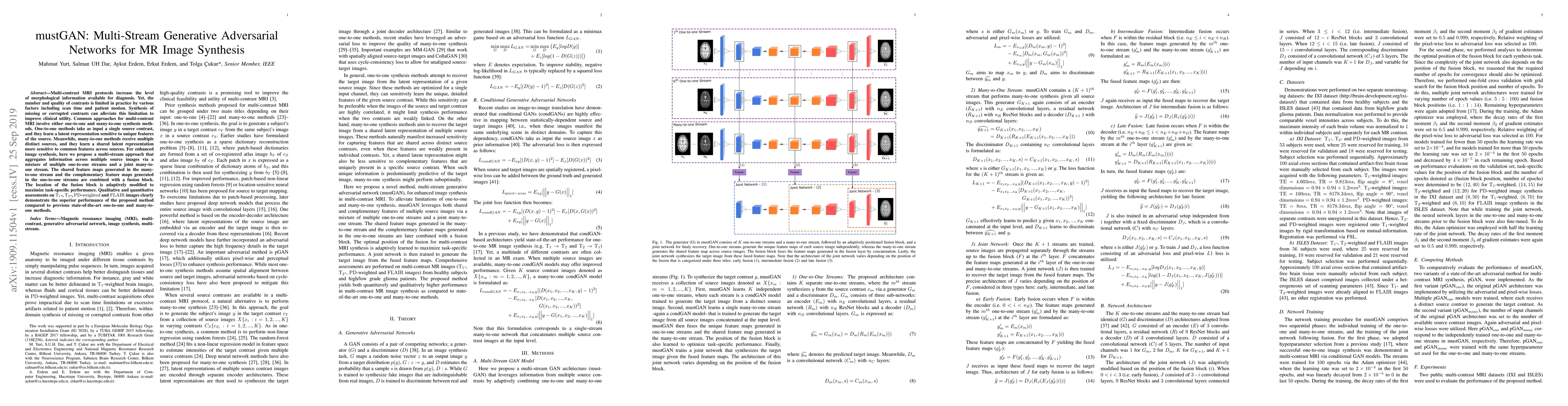 Thumbnail for mustGAN: Multi-Stream Generative Adversarial Networks for MR Image
  Synthesis