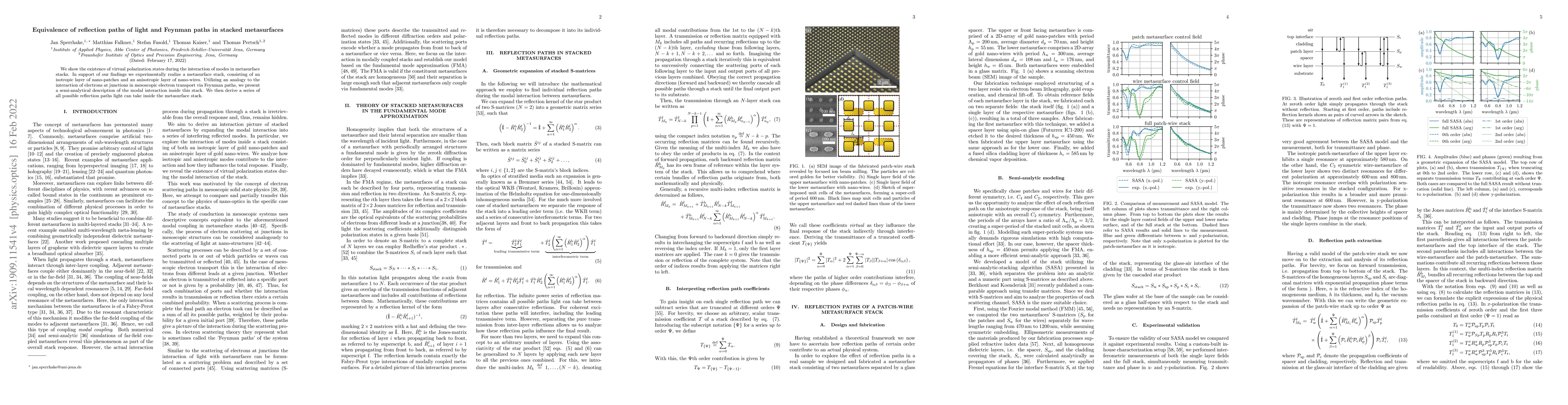 Thumbnail for Equivalence of reflection paths of light and Feynman paths in stacked
  metasurfaces