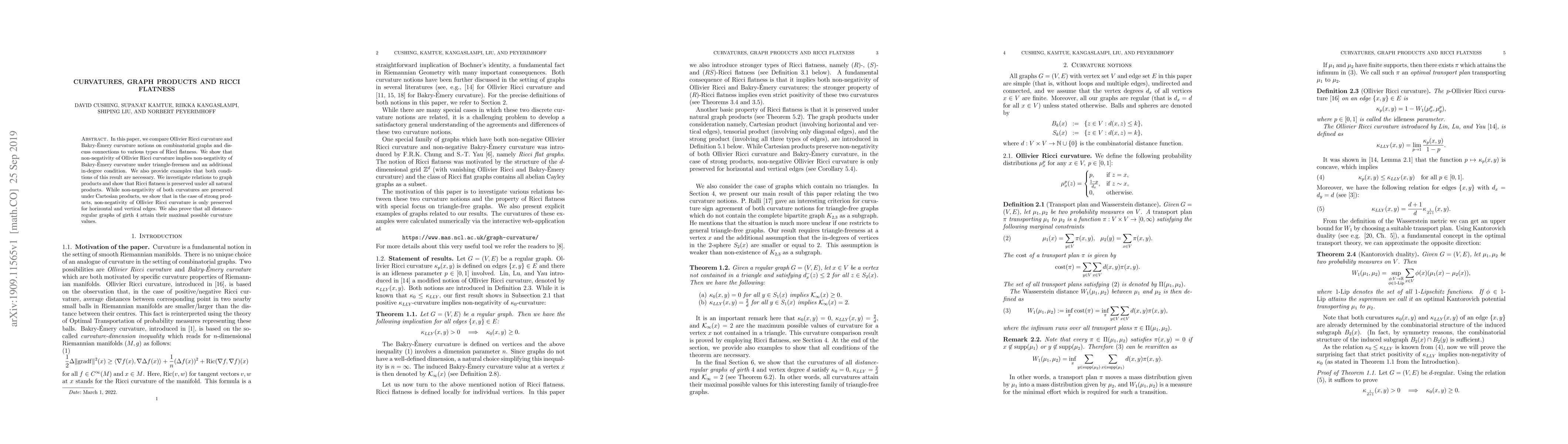 Thumbnail for Curvatures, graph products and Ricci flatness