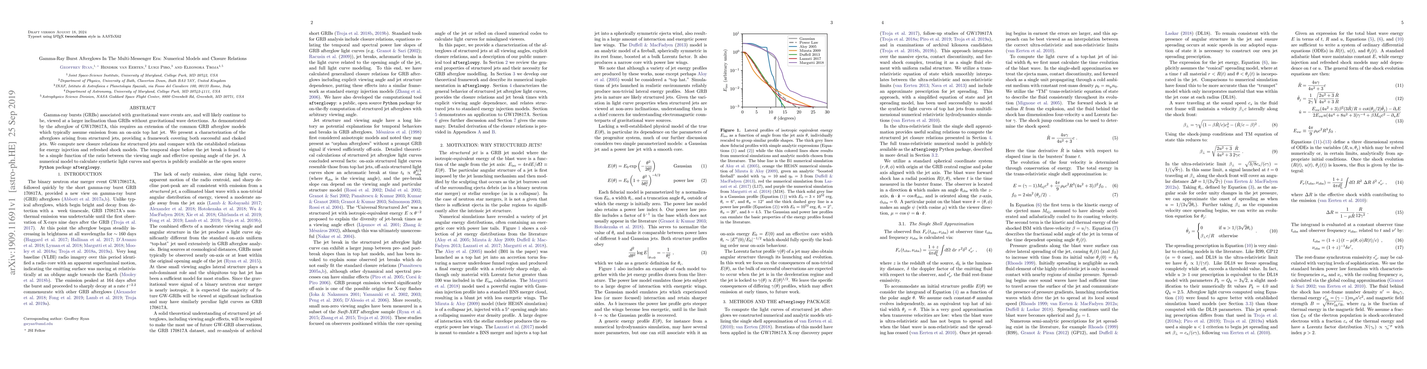 Thumbnail for Gamma-Ray Burst Afterglows In The Multi-Messenger Era: Numerical Models
  and Closure Relations