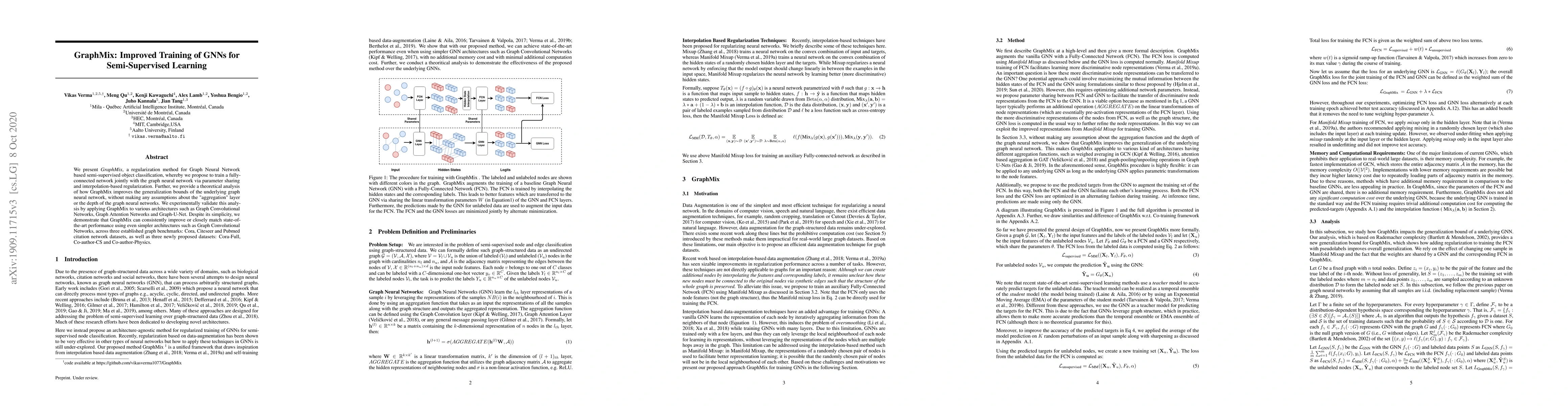 Thumbnail for GraphMix: Improved Training of GNNs for Semi-Supervised Learning