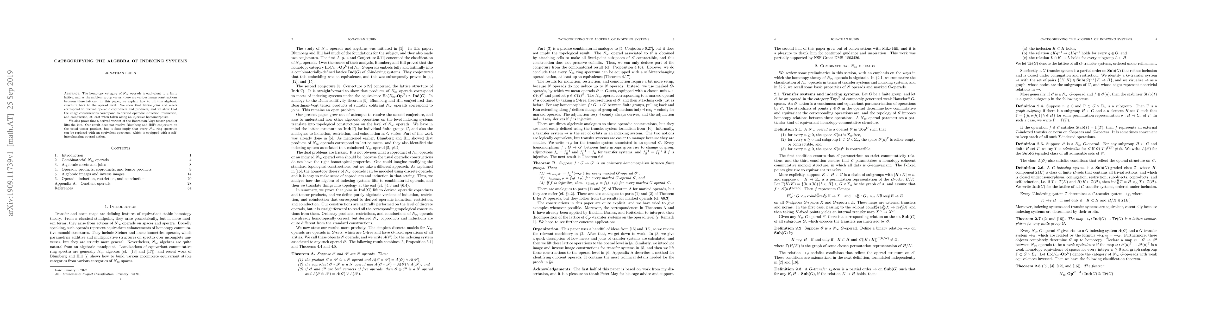 Thumbnail for Categorifying the algebra of indexing systems