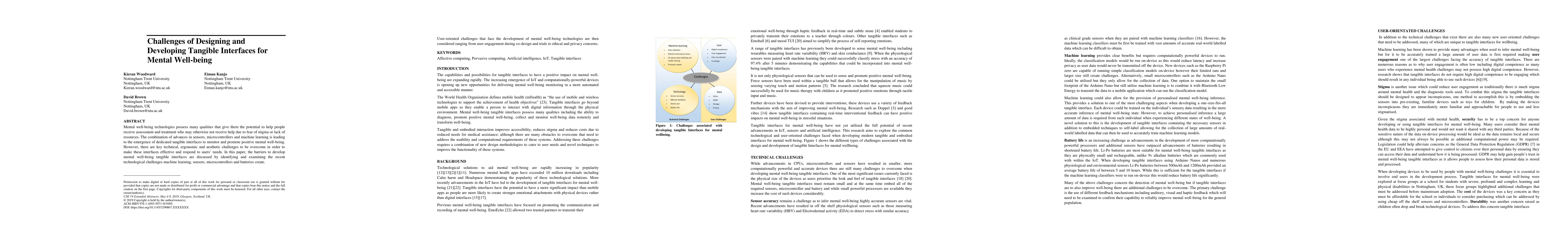 Thumbnail for Challenges of Designing and Developing Tangible Interfaces for Mental
  Well-being