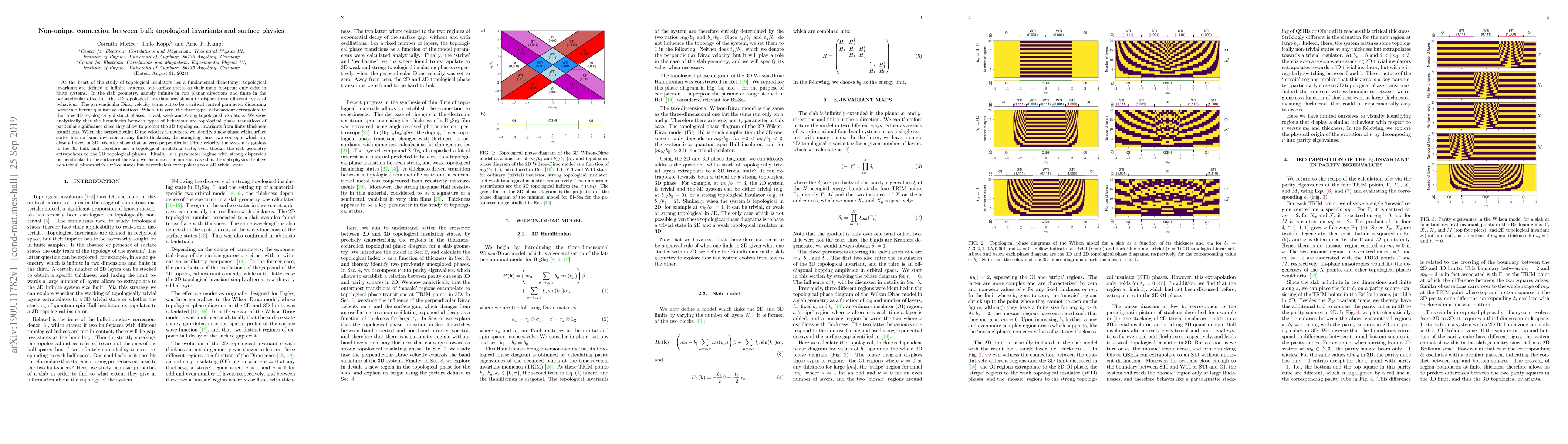 Thumbnail for Non-unique connection between bulk topological invariants and surface
  physics