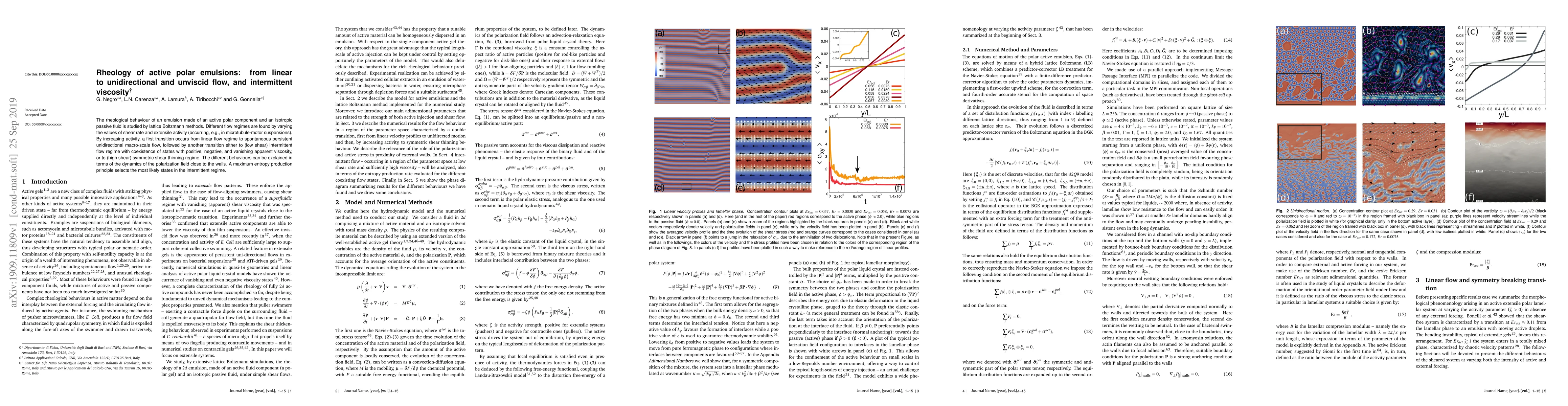 Thumbnail for Rheology of active polar emulsions: from linear to unidirectional and
  unviscid flow, and intermittent viscosity