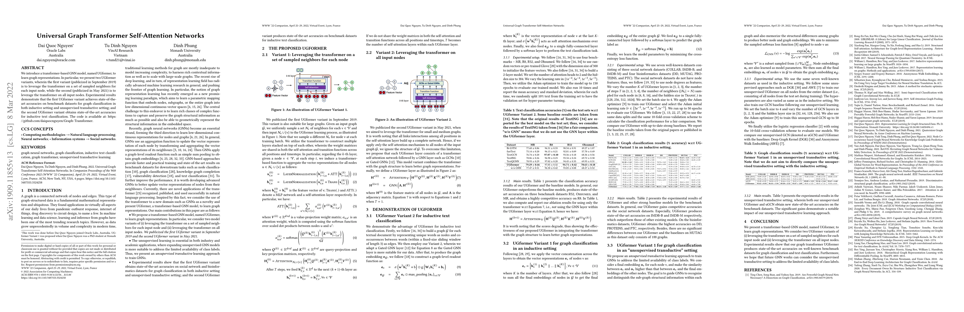 Thumbnail for Universal Graph Transformer Self-Attention Networks