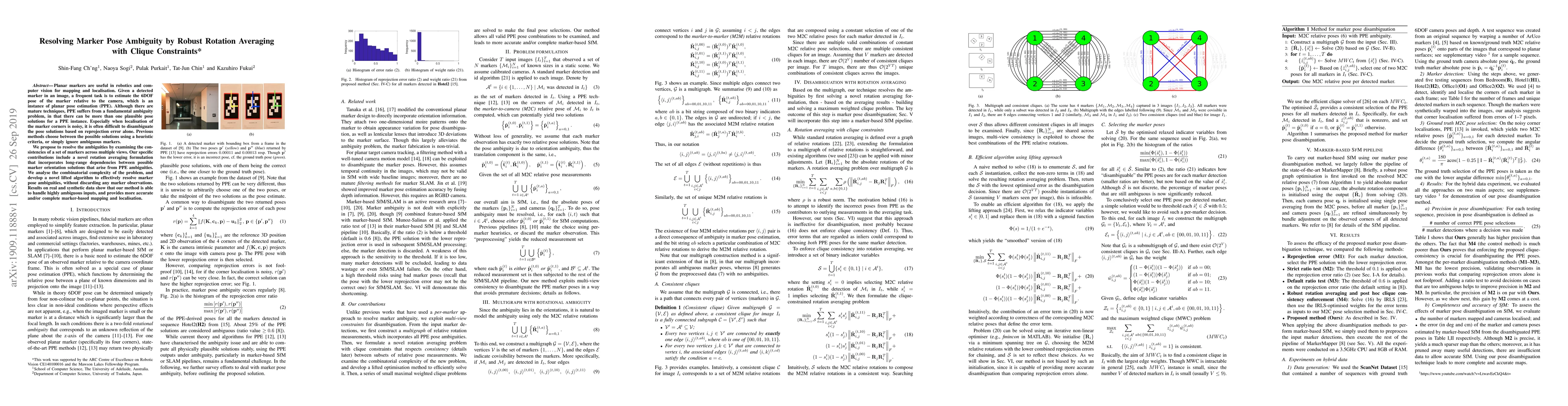 Thumbnail for Resolving Marker Pose Ambiguity by Robust Rotation Averaging with Clique
  Constraints