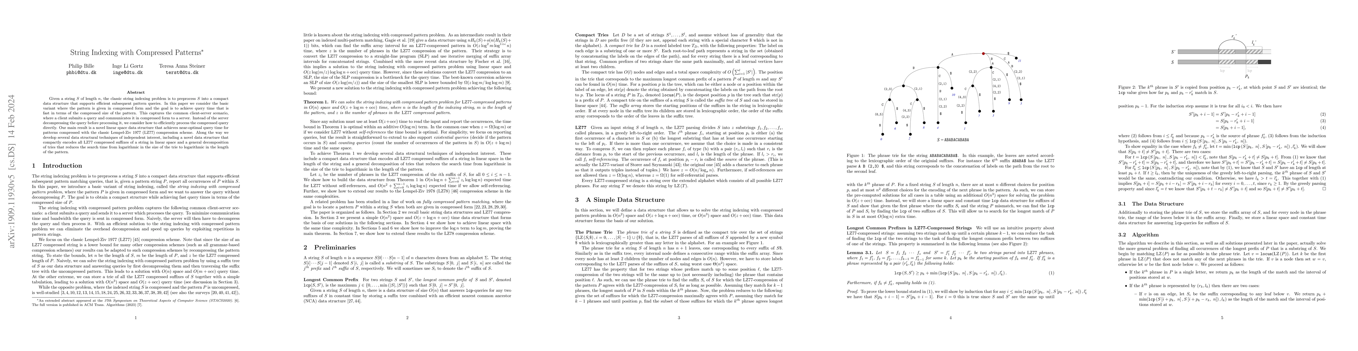 Thumbnail for String Indexing with Compressed Patterns