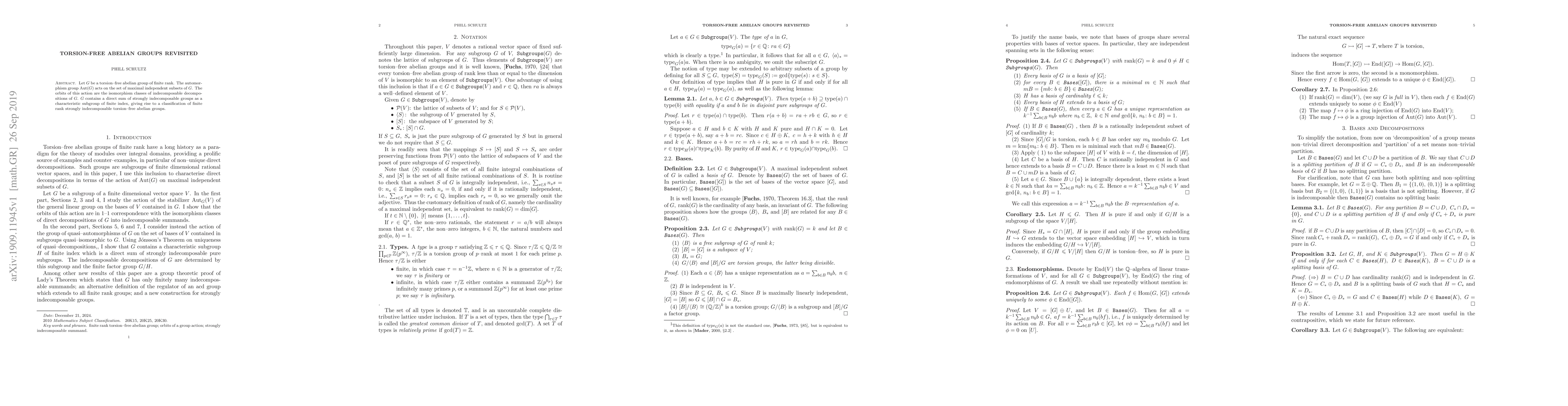 Thumbnail for Torsion-free Abelian Groups Revisited
