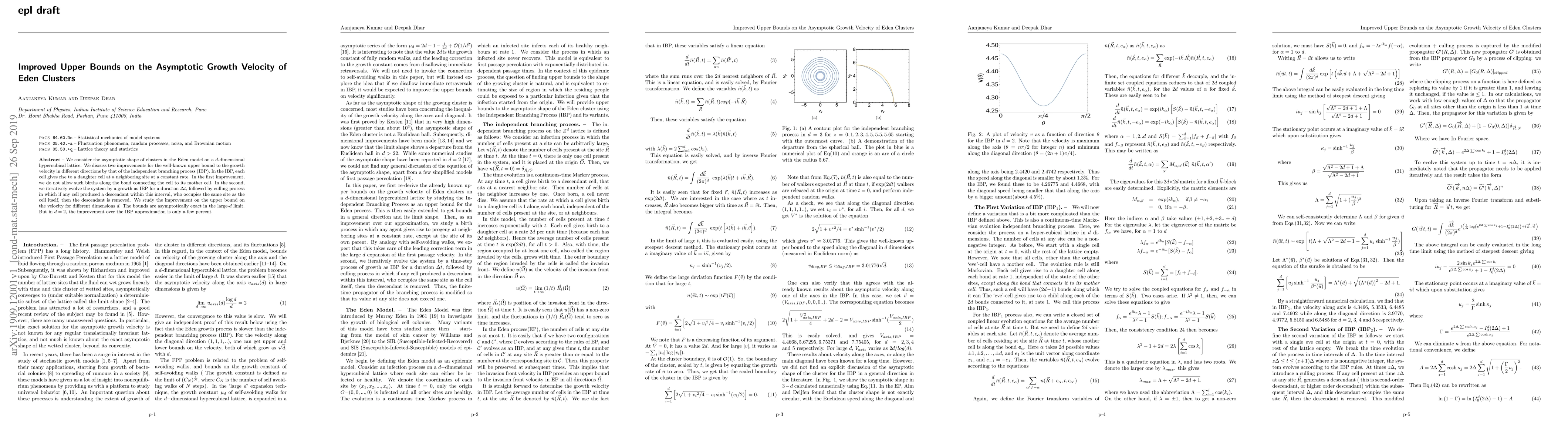 Thumbnail for Improved Upper Bounds on the Asymptotic Growth Velocity of Eden Clusters