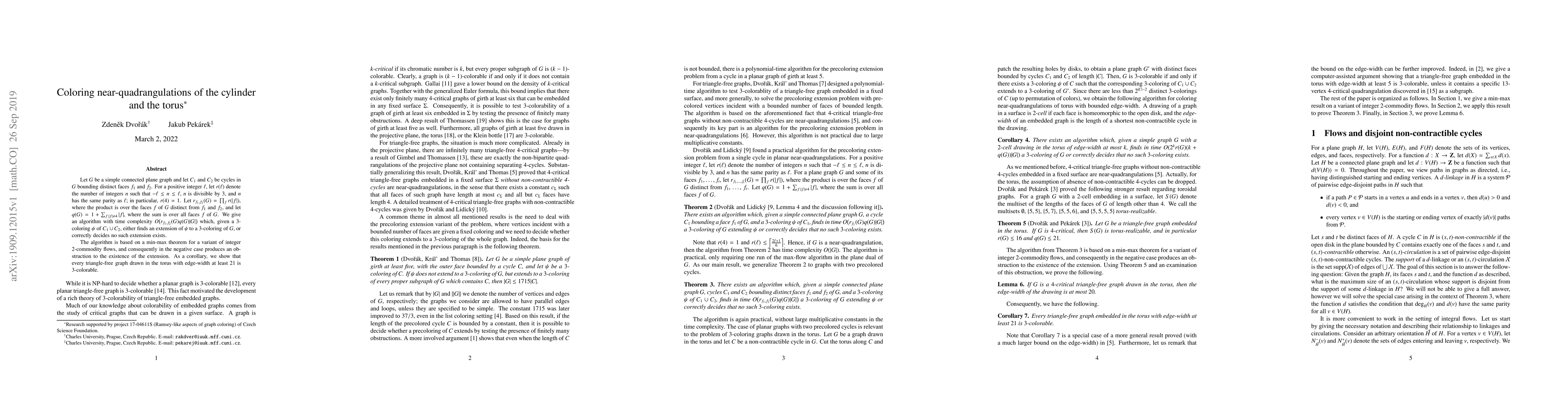 Thumbnail for Coloring near-quadrangulations of the cylinder and the torus