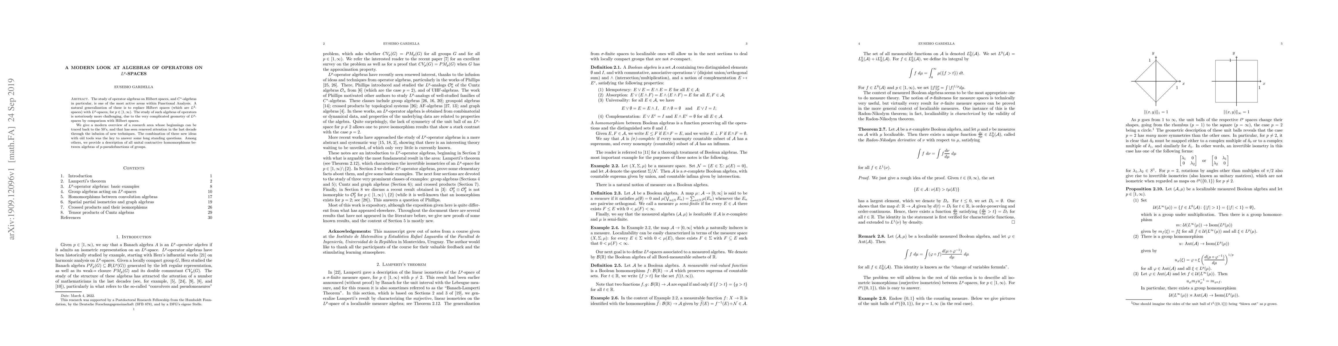 Thumbnail for A modern look at algebras of operators on $L^p$-spaces