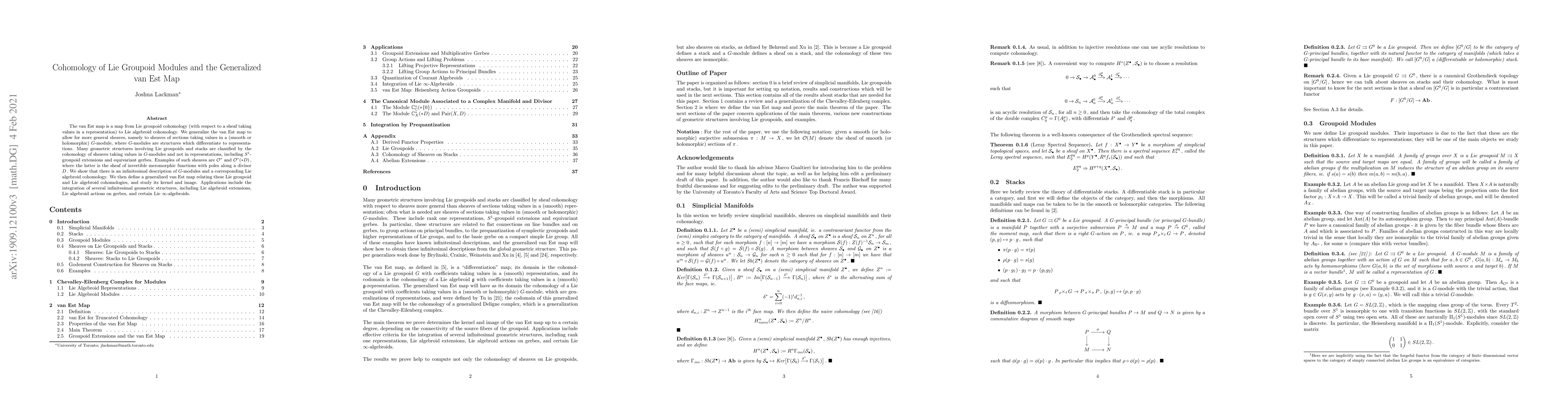Thumbnail for Cohomology of Lie Groupoid Modules and the Generalized van Est Map
