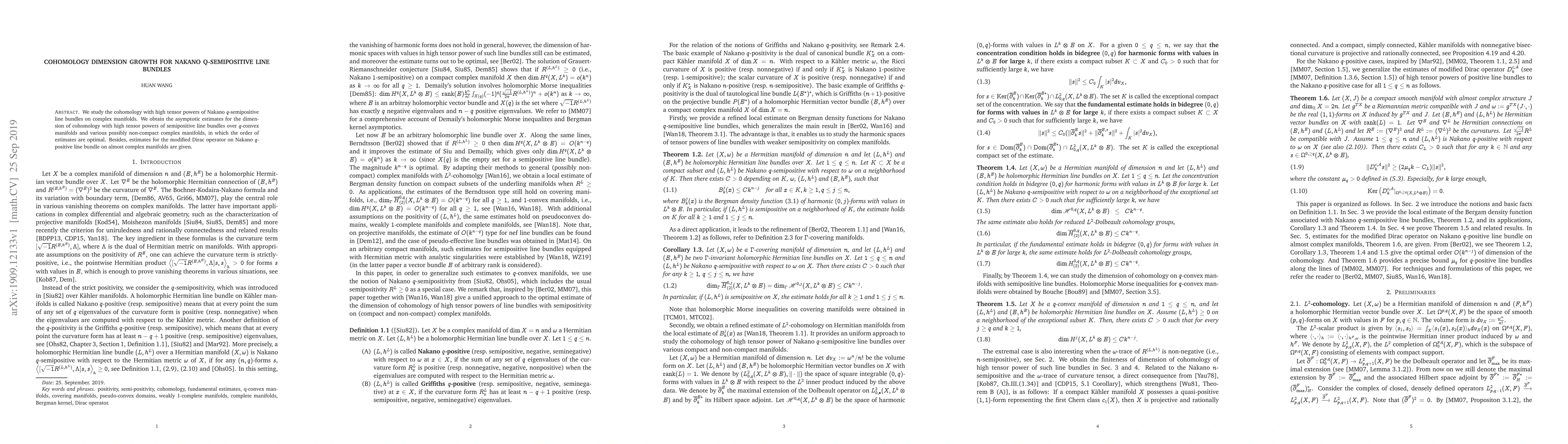 Thumbnail for Cohomology dimension growth for Nakano $q$-semipositive line bundles