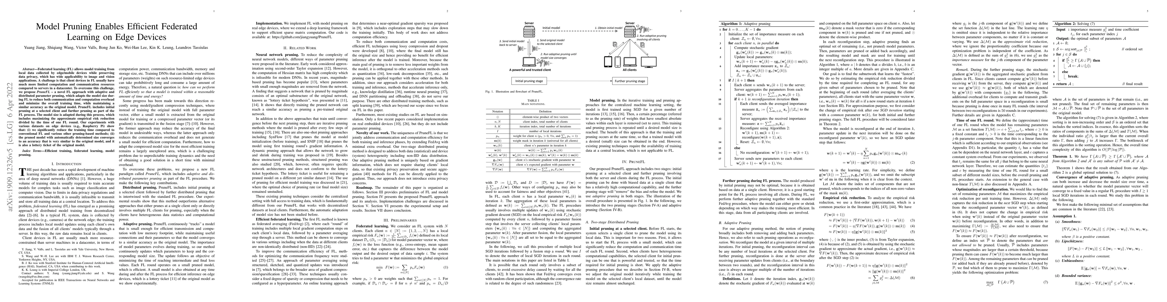 Thumbnail for Model Pruning Enables Efficient Federated Learning on Edge Devices