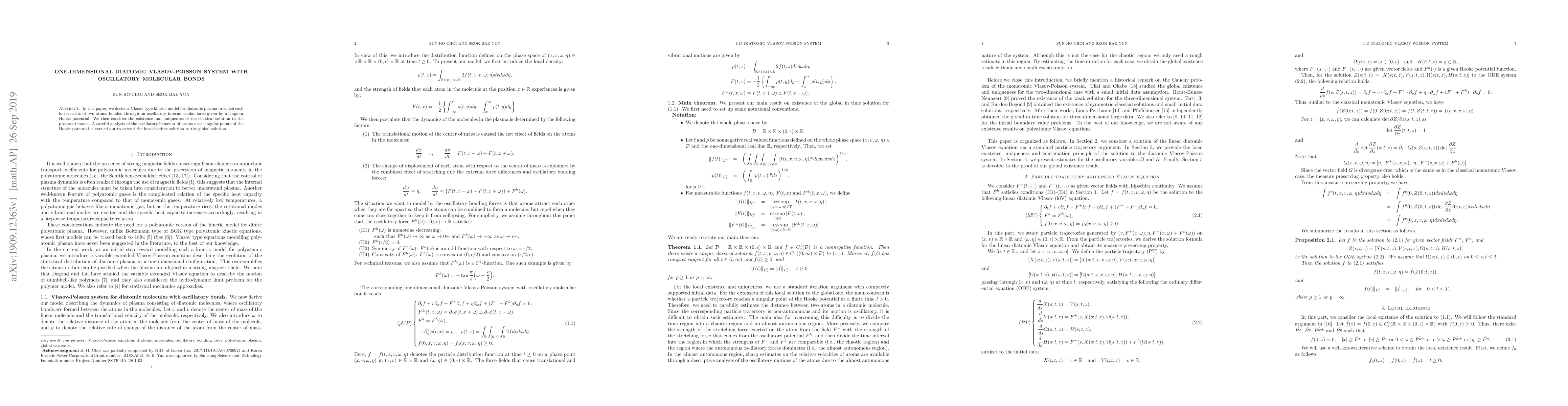 Thumbnail for One-dimensional diatomic Vlasov-Poisson system with oscillatory
  molecular bonds