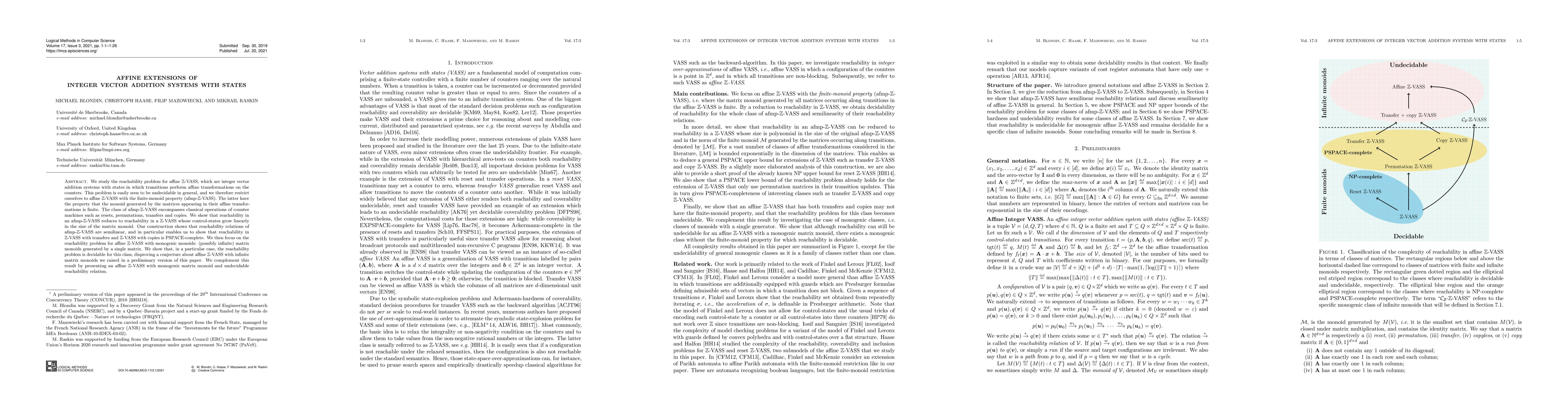 Thumbnail for Affine Extensions of Integer Vector Addition Systems with States