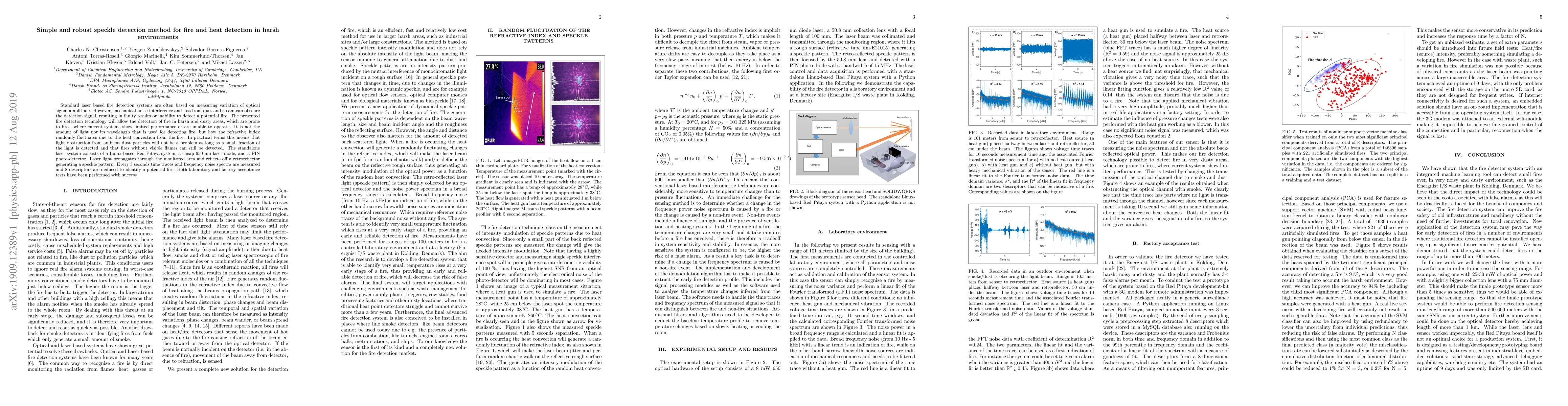Thumbnail for Simple and robust speckle detection method for fire and heat detection
  in harsh environments