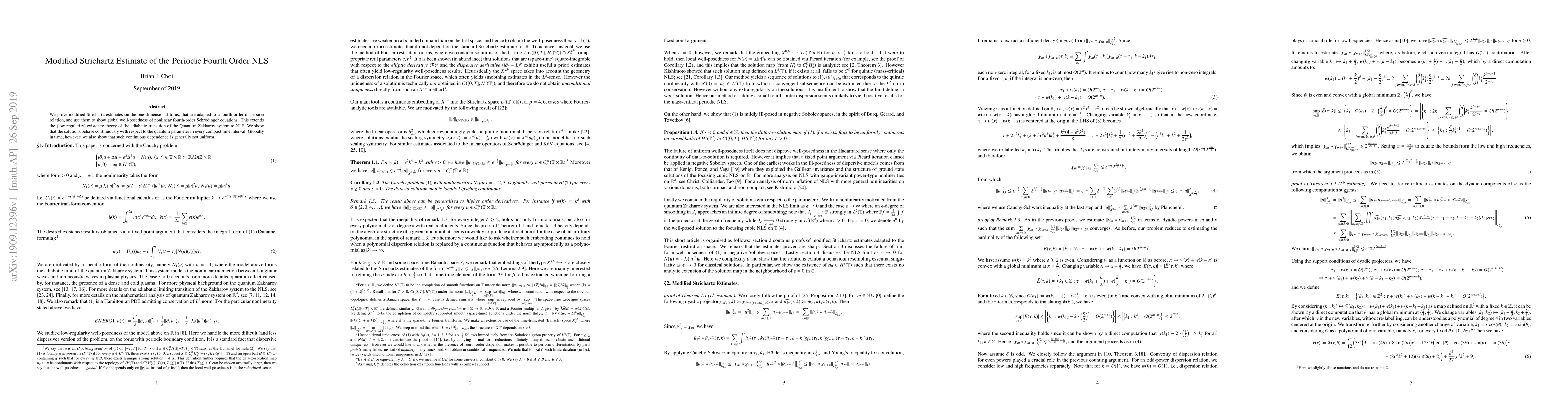 Thumbnail for Modified Strichartz Estimate of the Periodic Fourth Order NLS