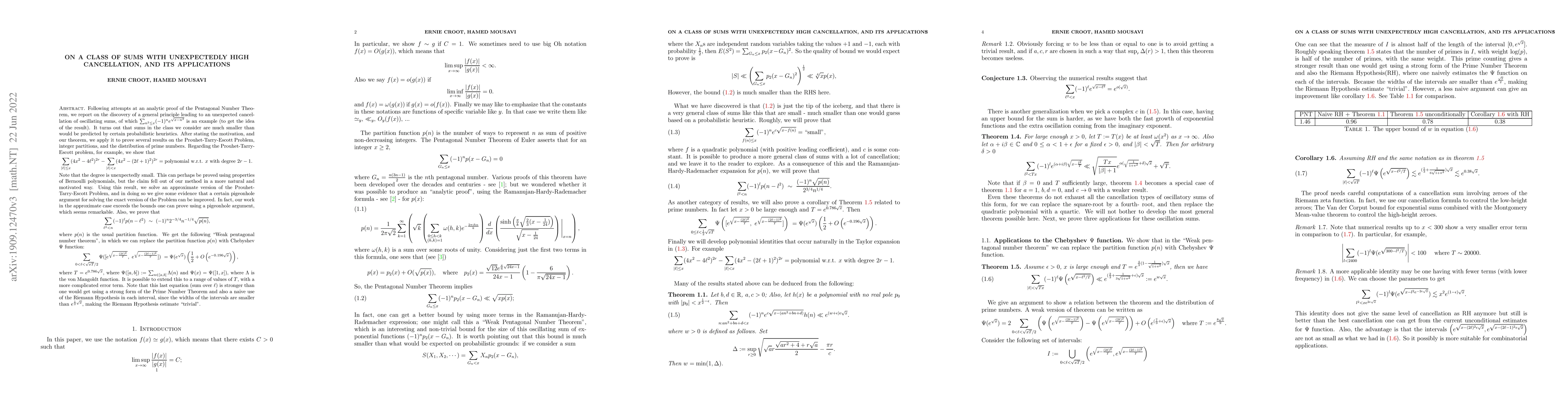 Thumbnail for On a Class of Sums with Unexpectedly High Cancellation, and its
  Applications