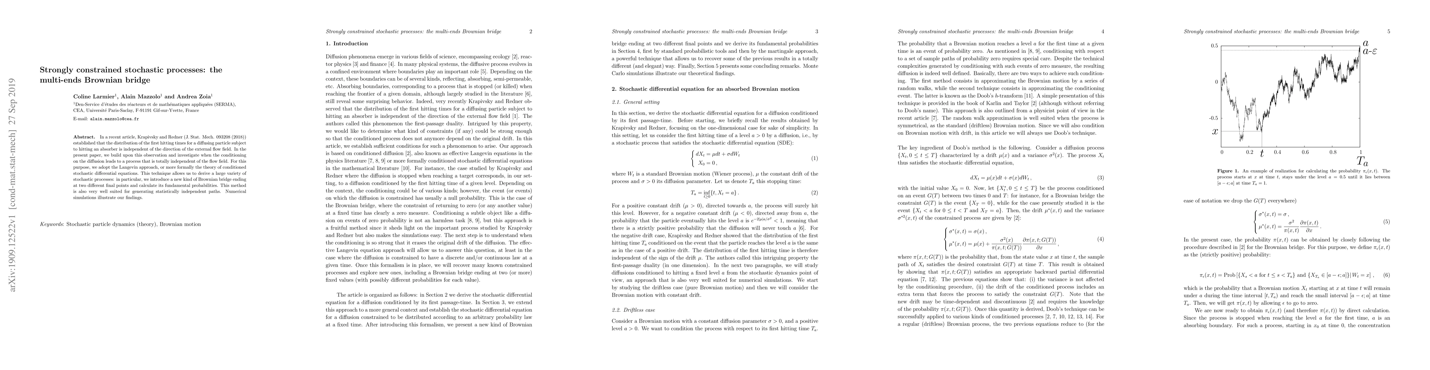 Thumbnail for Strongly constrained stochastic processes: the multi-ends Brownian
  bridge