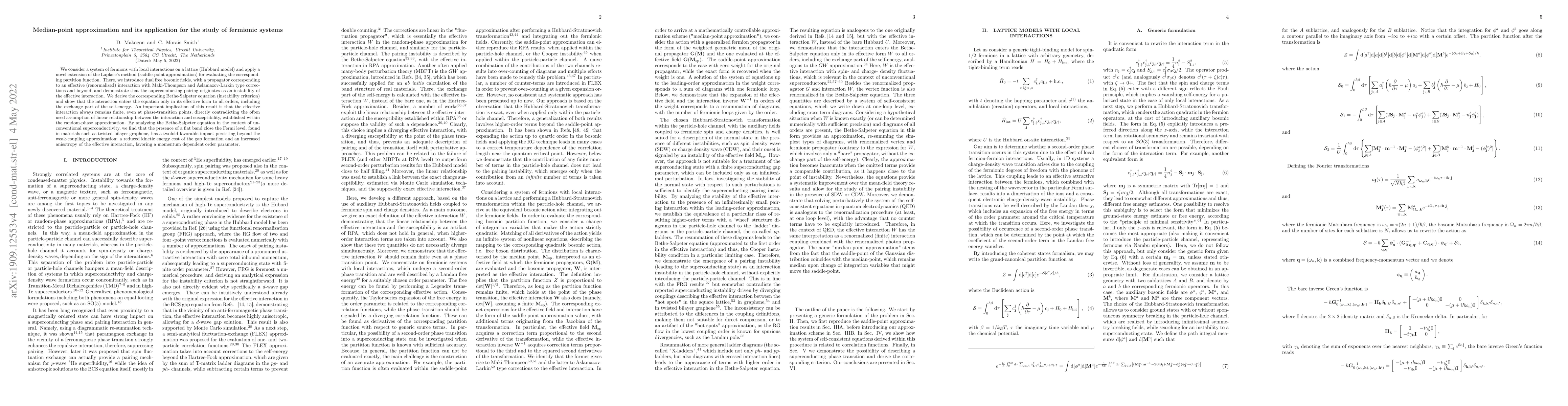 Thumbnail for Median-point approximation and its application for the study of
  fermionic systems