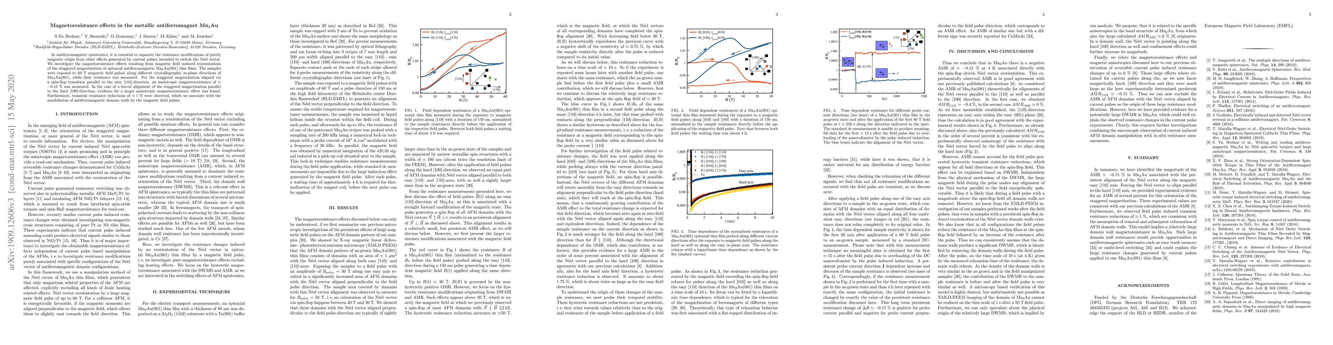 Thumbnail for Magnetoresistance effects in the metallic antiferromagnet Mn$_2$Au