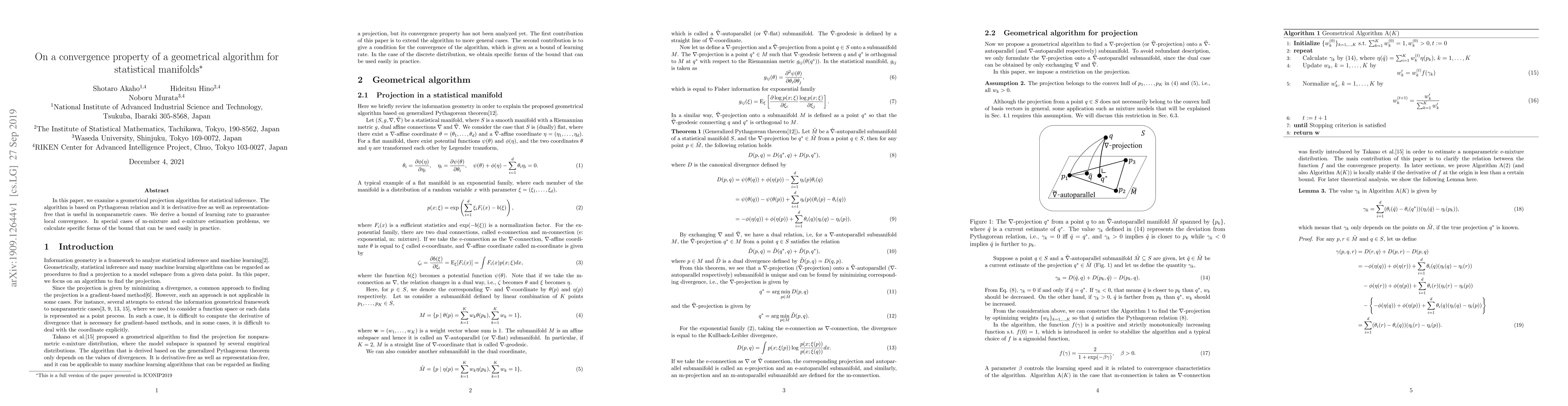 Thumbnail for On a convergence property of a geometrical algorithm for statistical
  manifolds