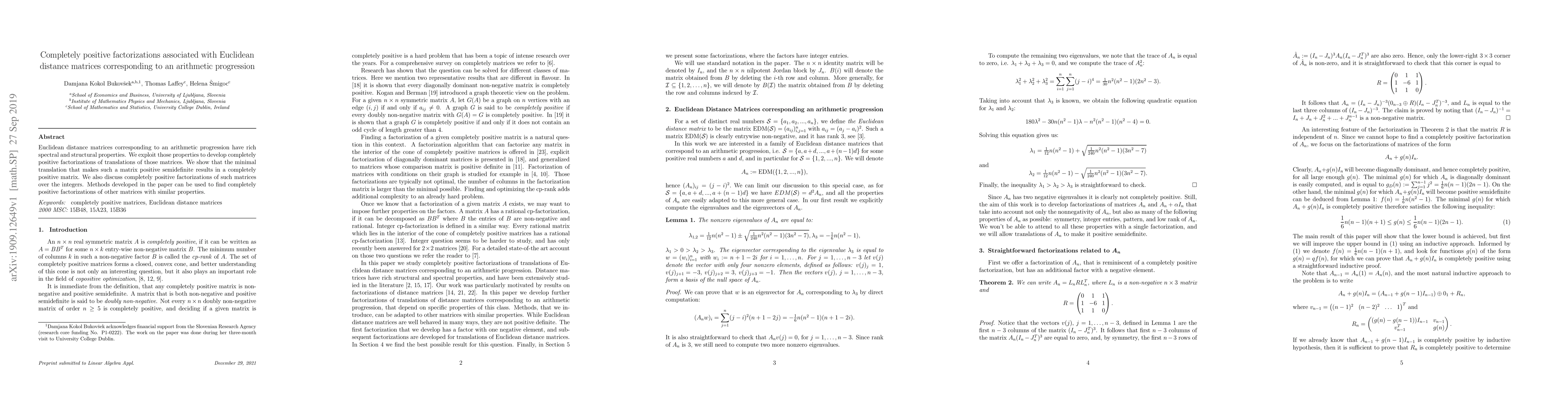 Thumbnail for Completely positive factorizations associated with Euclidean distance
  matrices corresponding to an arithmetic progression