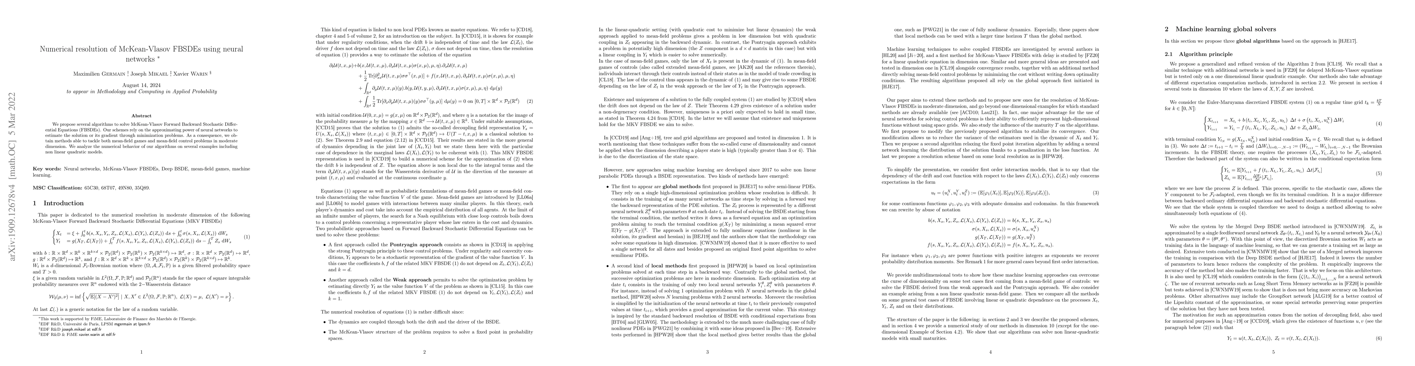 Thumbnail for Numerical resolution of McKean-Vlasov FBSDEs using neural networks