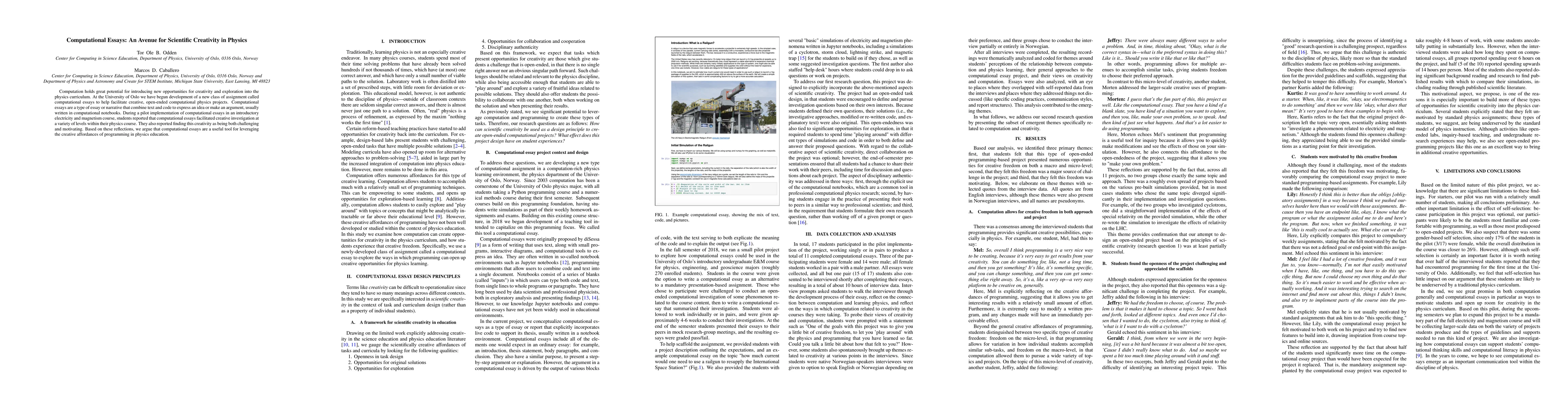 Thumbnail for Computational Essays: An Avenue for Scientific Creativity in Physics