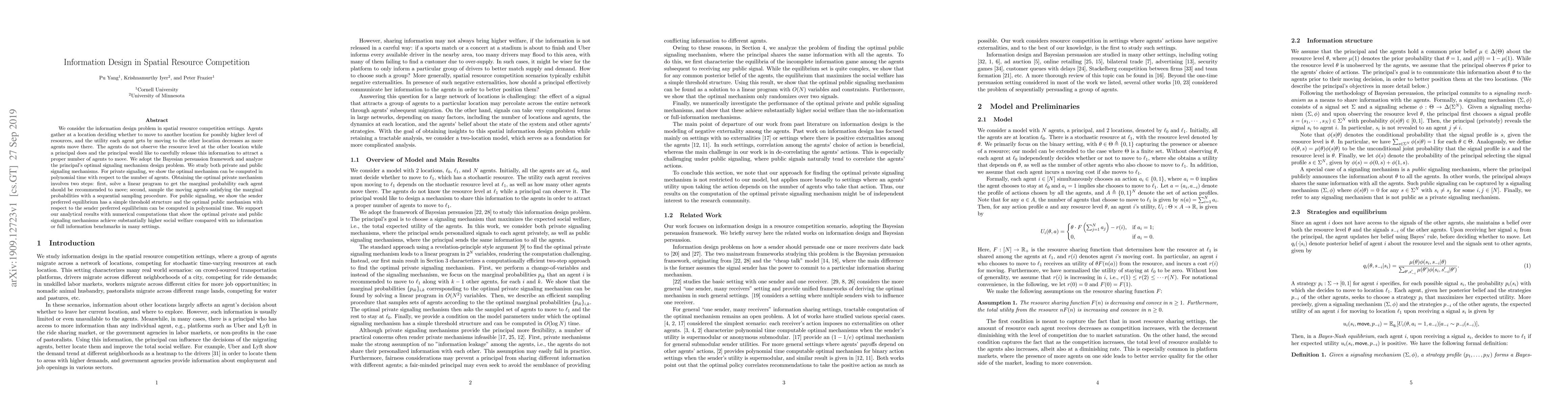 Thumbnail for Information Design in Spatial Resource Competition