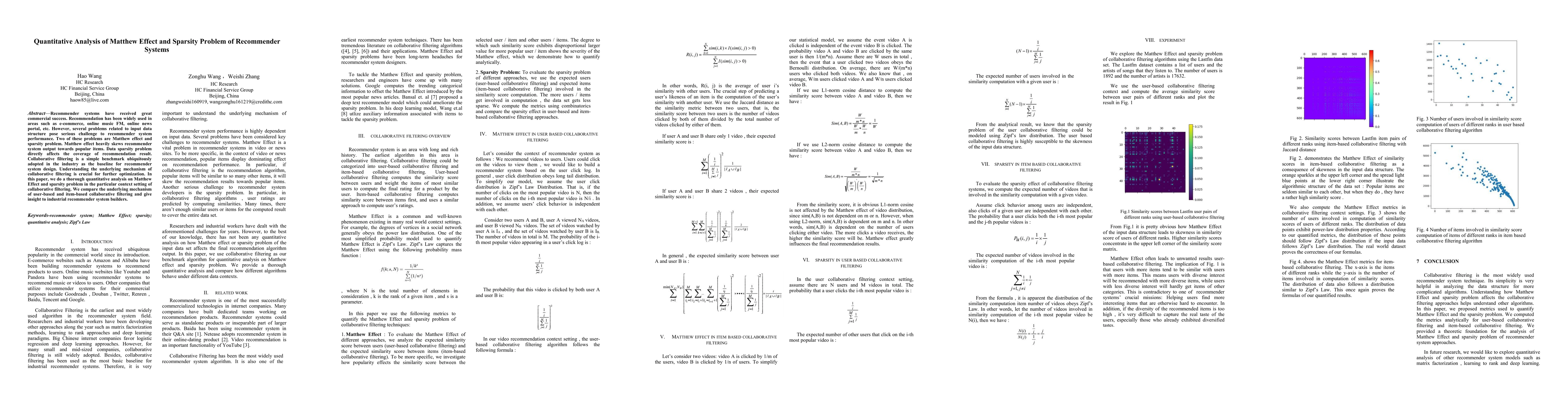 Thumbnail for Quantitative analysis of Matthew effect and sparsity problem of
  recommender systems