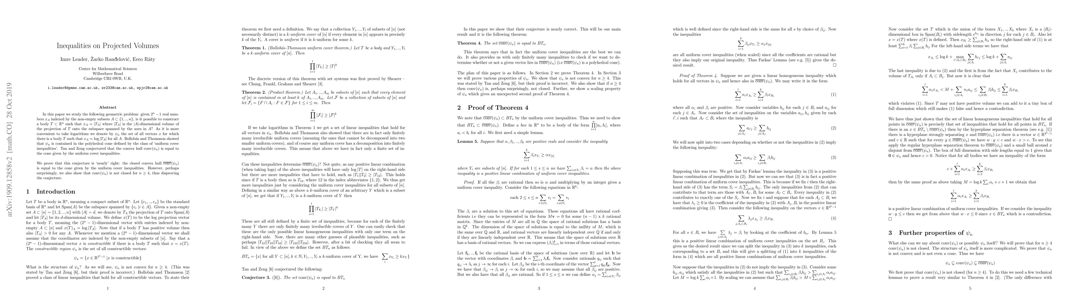 Thumbnail for Inequalities on Projected Volumes