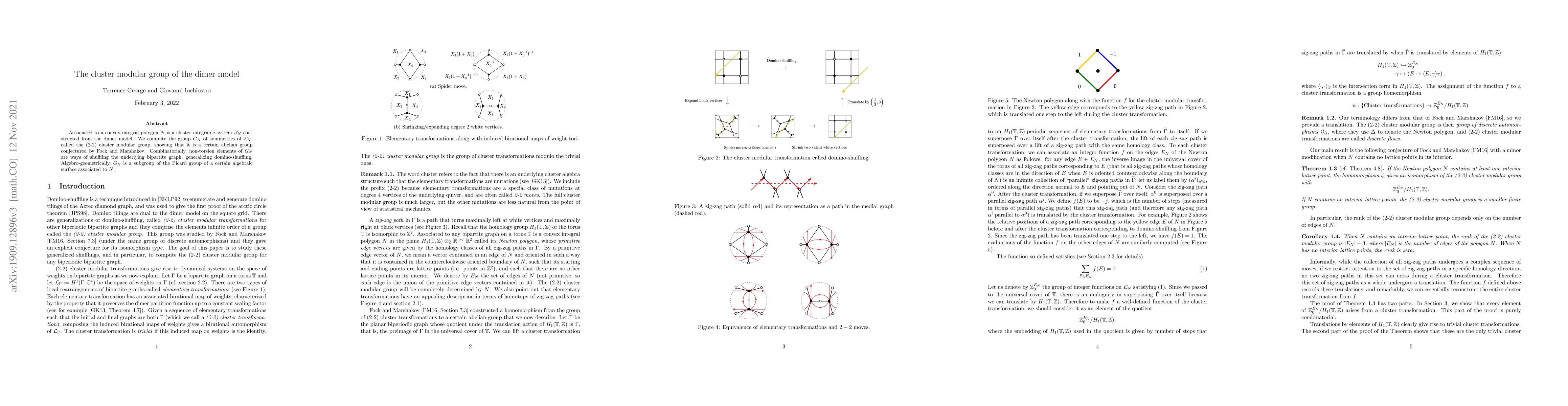 Thumbnail for The cluster modular group of the dimer model