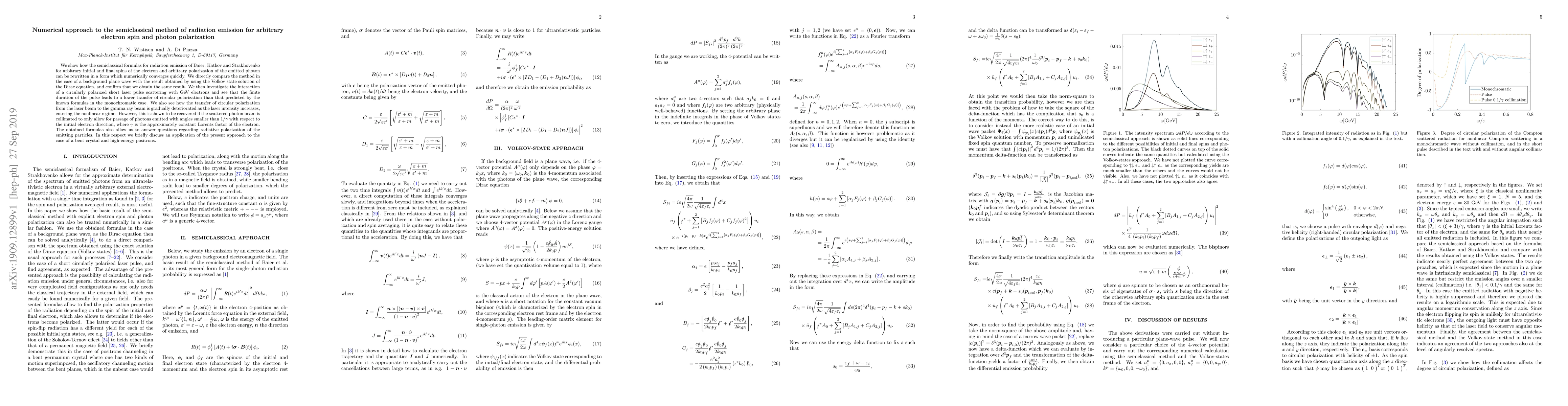 Thumbnail for Numerical approach to the semiclassical method of radiation emission for
  arbitrary electron spin and photon polarization