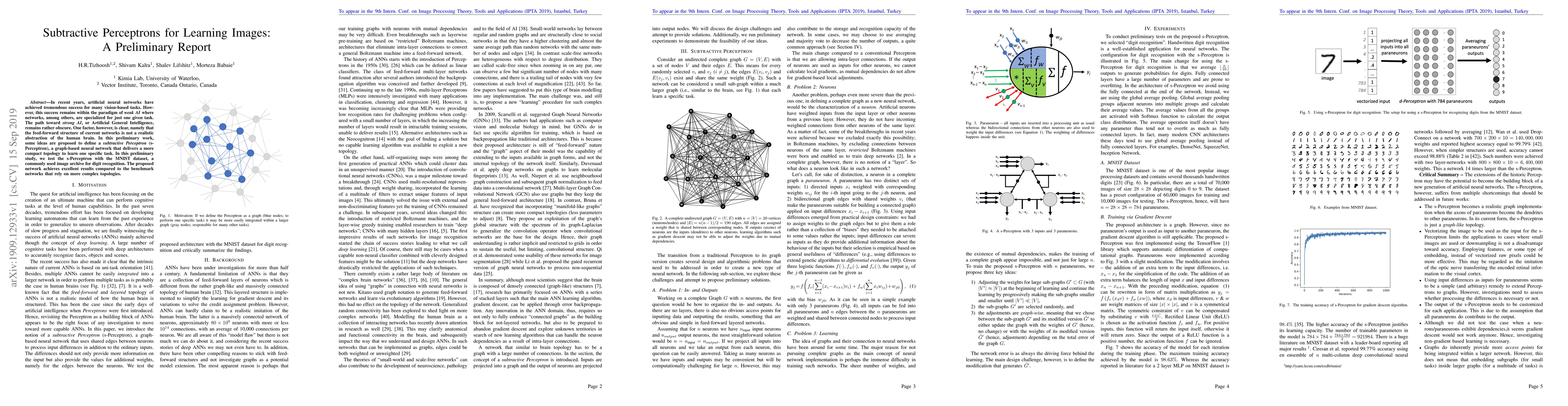 Thumbnail for Subtractive Perceptrons for Learning Images: A Preliminary Report